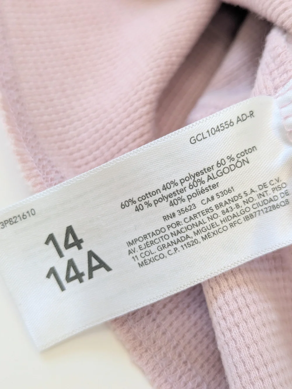 Ballet Pink Osh'Kosh Waffle Knit Long-Sleeve Raw Hem Top 14 Girl's Boxy Flowy